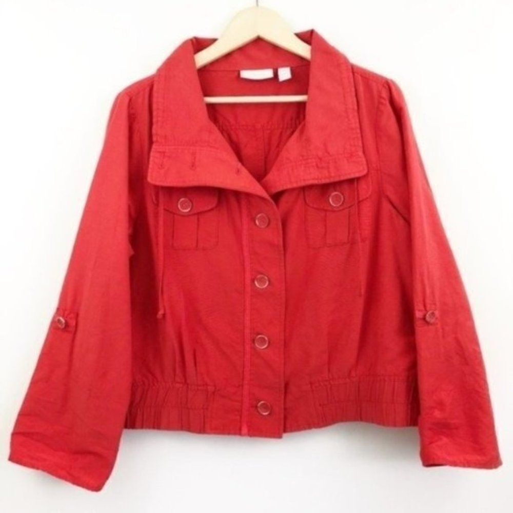 CHICO'S Burnt Orange Button Up Jacket - Picture 1 of 5
